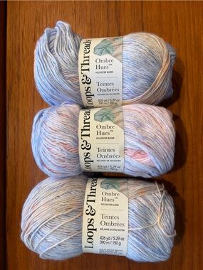 Loops & Threads Ombre Hues Yarn - orange, pink and blue - 3 skeins